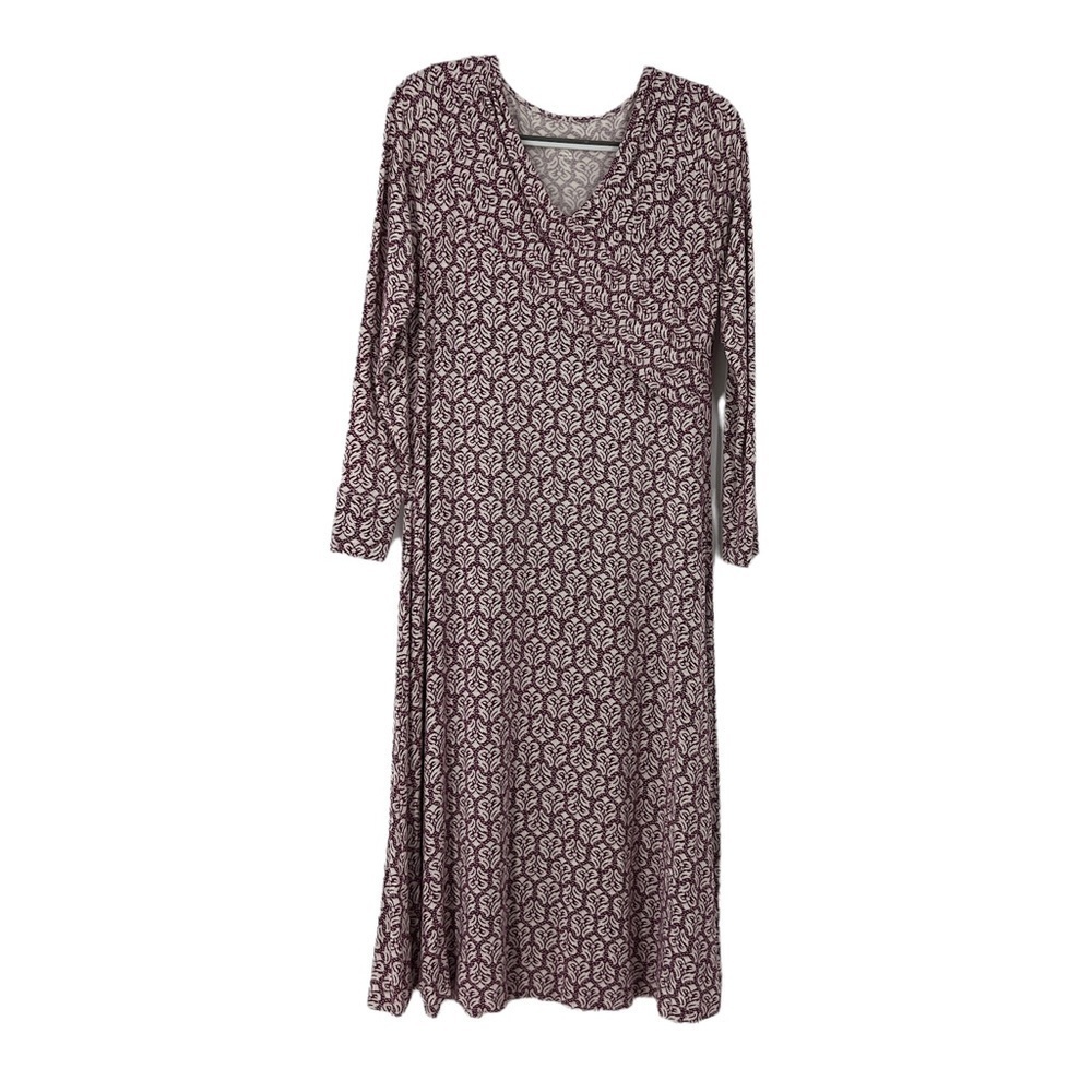 SOFT SURROUNDINGS A Purple maxi Long Sleeve wrap Print Dress Size M